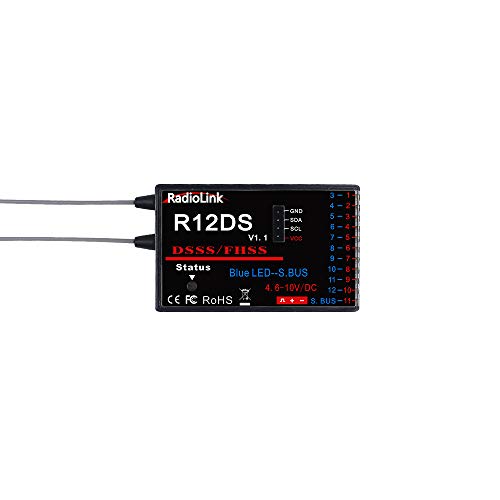 Radiolink R12DS 2.4GHz RC Receiver 12 Channels SBUS/PWM Voltage Telemetry Long Range Control for Airplane RC Transmitter AT10II AT9S Pro