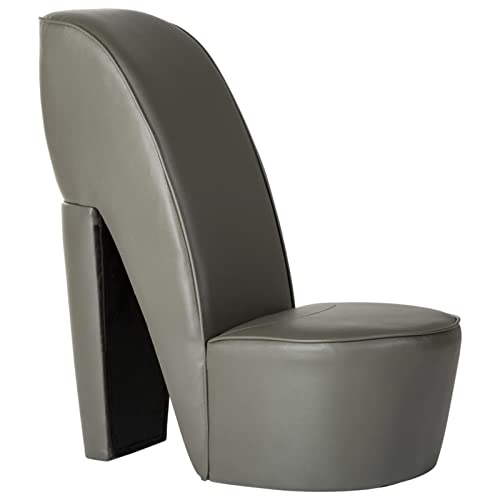 BaraSh Chaise en Forme de Chaussure à Talon Haut Gris Similicuir,Fauteuil Velours,Chaise Chambre Adulte
