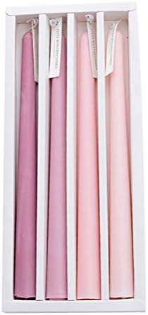 VALICLUD 4pcs Taper Candles Long Pole Scented Candle Smokeless Long Burning Dripless Candles for Wedding Christmas Table Fireplace Mantle Decorations Pink