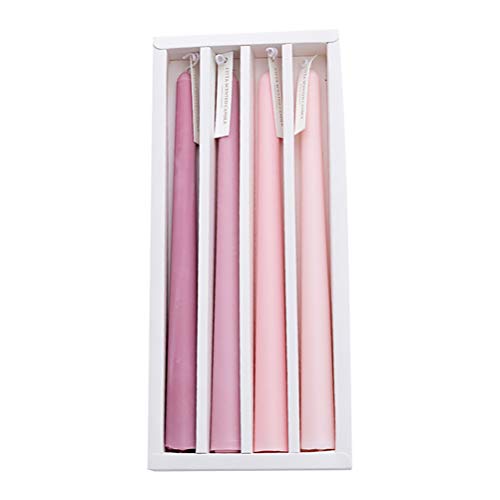 Valiclud 4Pcs Taper Candles Long Pole Scented Candle Smokeless Long Burning Dripless Candles For Wedding Christmas Table Fireplace Mantle Decorations Pink #TOP28