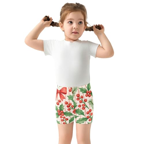 Watercolor Christmas Red Bows Toddler Girls Biker Shorts Cotton Under Dress Shorts Funny 4t Kids Clothes3