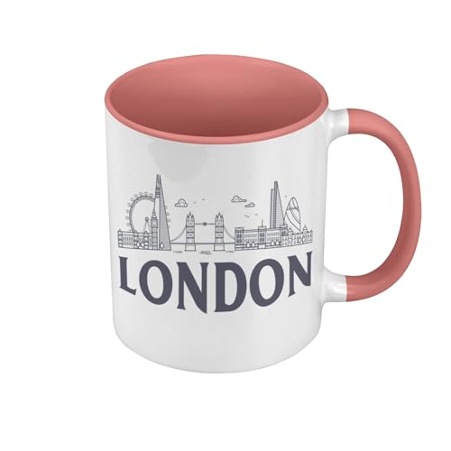 Fabulous Mug de Couleur Qualité Premium Rose - London Minimalist Londres Voyage Angleterre - Tasse avec anse et intérieur de couleur