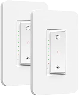 Smart Dimmer Switch 3 Way Smart Switch 2.4GHz Wi-Fi Light Switch Compatible with Alexa and Google Home, Needs Neutral Wire, Single-Pole 2-Pack