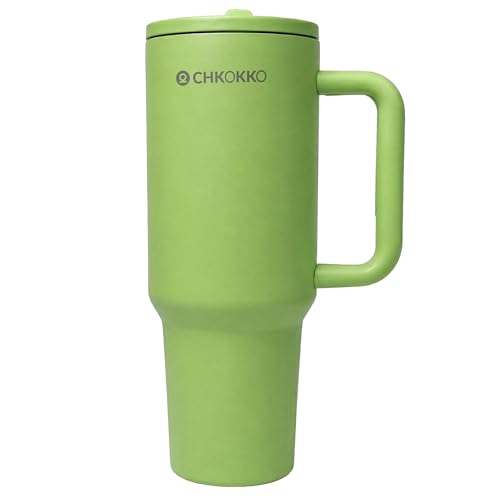 Image of CHKOKKO Stainless Steel Tumbler with Straw & Side Handle 1200ML Leak-Proof Travel Mug | Hot and Cold Double Insulated 1.2L Premium Water Bottle for Travel Gym & Office Use