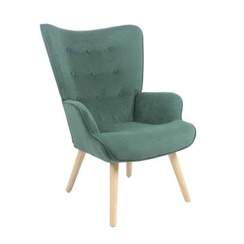 Catálogo de Sillones Individuales Coppel los más solicitados. 41 TOPLIVING Sillón de Sala Comedor Moderno Tapizado en Terciopelo con Respaldo Alto y Apoyabrazos, Sillón Individual con Patas Nórdicas Diseño Elegante Color Verde Oscuro