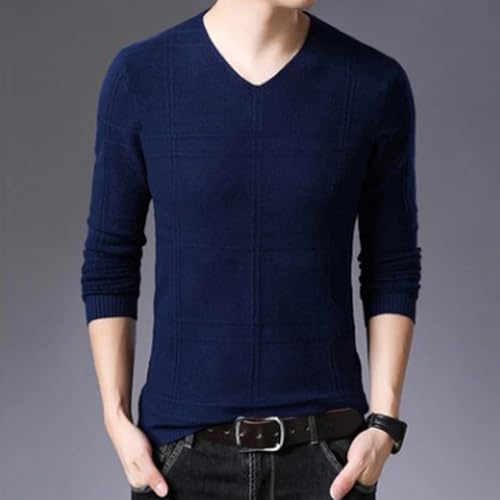 Long Sleeves Slim Fit Wool Sweater for Men Knit Pullover V Neck Lightweight Soft Jumper Top3