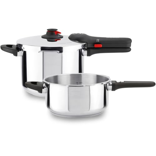 Magefesa EasyClick - Juego de Ollas Express Rápida 4 y 6 Litros, Acero Inoxidable 18/10, Todo Tipo de Cocinas, Inducción, 2 Modos de Presión