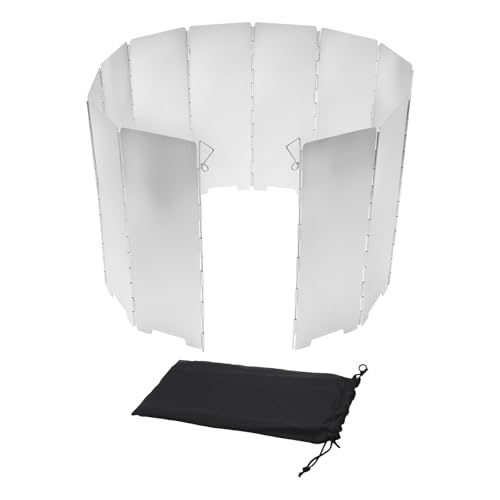 PWGHWG 12 Platten Gaskocher Windschutz Faltbar Windschutz Gaskocher Aluminium Windschutz Campingkocher Campingkocher Windschutz mit Kordelzugbeutel für BBQ Camping Picknick