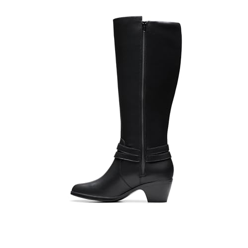 Clarks Collection Women's Emily 2 Dream Knee High Boot, Black Leather, 8.5 Wide US by Clarks - Image 3
