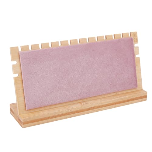 HOBBIESAY Wood Necklace Display Stands Pendant Necklace Holder Organizer Detachable Slant Necklace Stand Pink With Velvet Soft Mat Rectangle for Necklaces Pendants Bracelets Selling 25x6.15x12.5cm