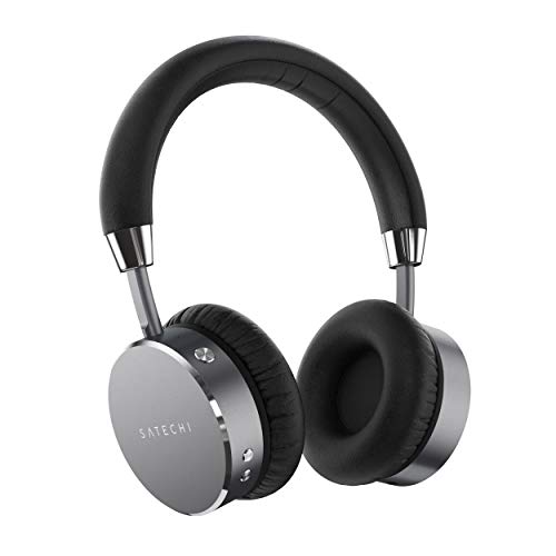 Satechi Aluminum Bluetooth Wireless Headphones with Enhanced Bass 3.5mm Audio-Out Jack - Compatible with iPhone 12 Pro Max/12 Pro/12 Mini/ 12, 2020 iPad Pro, 2020 iPad Air (Space Gray)