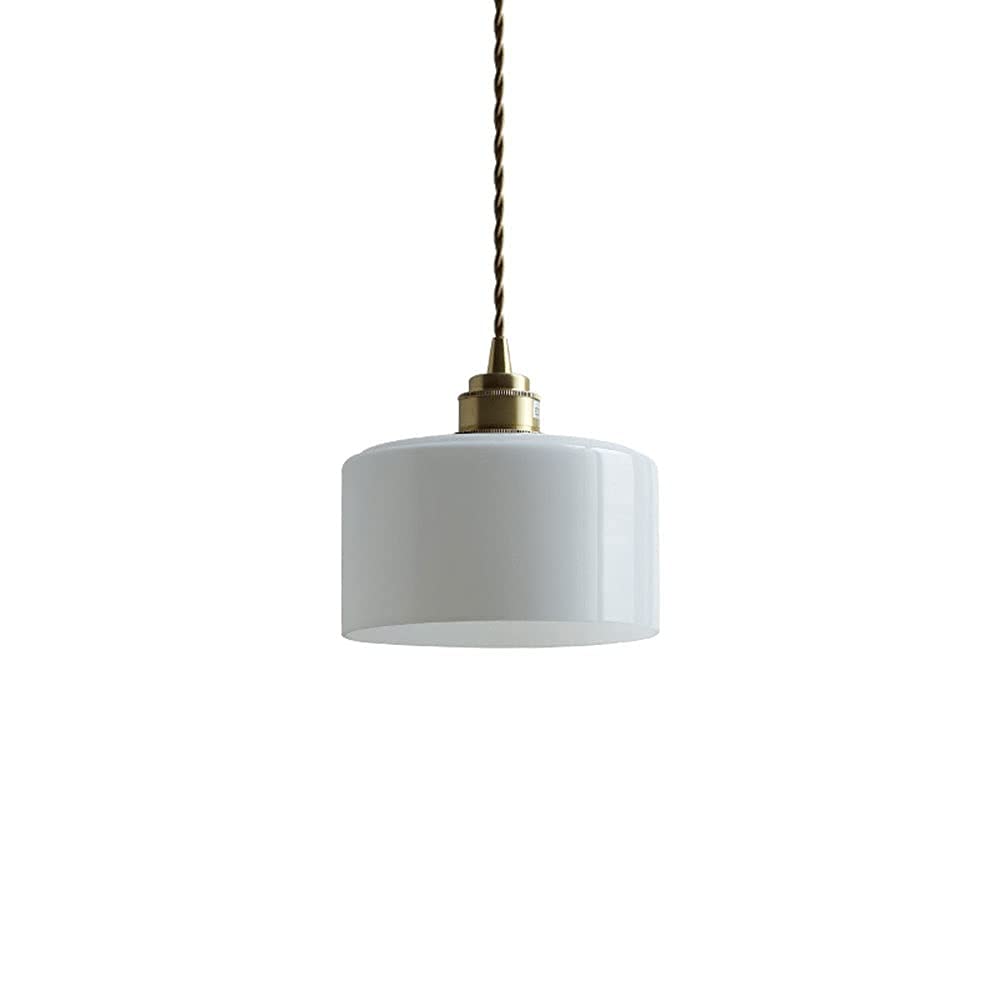 Lámpara de Techo Cilíndrica de Cristal Jade Blanco Exclusiva con Latón Macizo