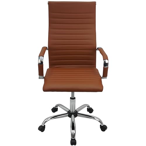 Kit 2 Cadeiras Eames Esteirinha Presidente Alta Estofada Couro Cinza