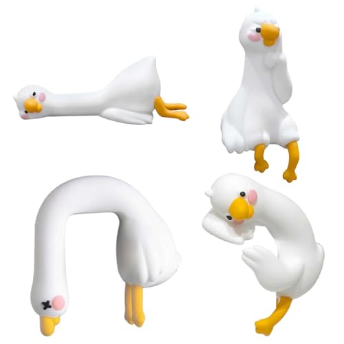 4 Figuras pequeñas de ganso de resina decorativas