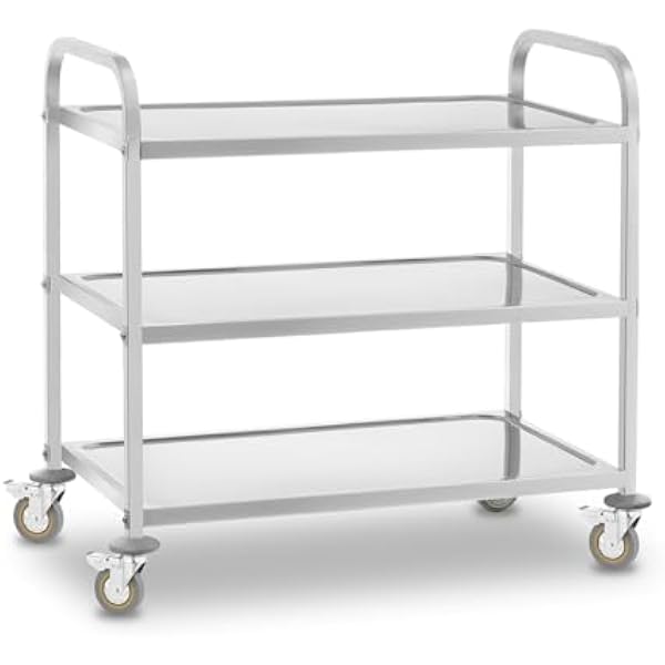 Royal Catering Wózek serwisowy na kółkach 3 tace RCSW 3 (101x55x96,5cm, nośność 480 kg, grubość półek 3cm)