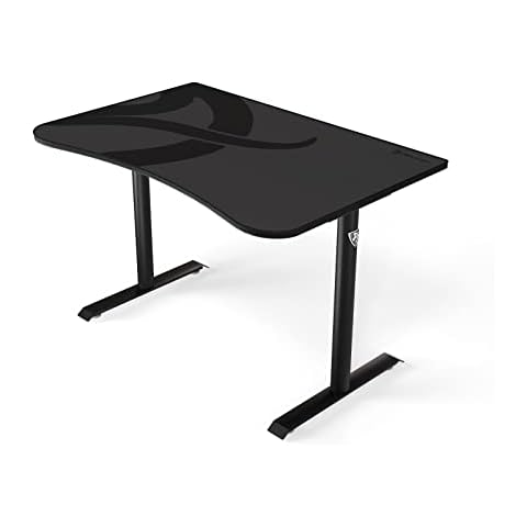 Arozzi Arena Fratello Curved Gaming and Office Desk with Full Surface Water Resistant Desk Mat Custom Monitor Mount Cable Management Cut Outs Under The Desk Cable Management Netting - Dark Grey Cover