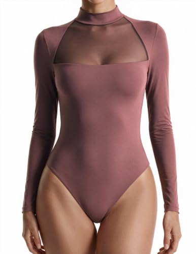 Avidlove Womens Long Sleeve Bodysuit Tops Sexy Thong Leotard Brunch Outfit - image 1