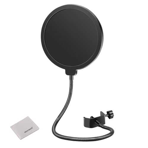 NEEWER Pop Filtro Micrófono Compatible con Blue Yeti Mic, Pantalla Anti-Pop Profesional de Doble Capa con Tubo Flexible de 360°, Clip Ajustable y Paño de Limpieza, NW(B-3)
