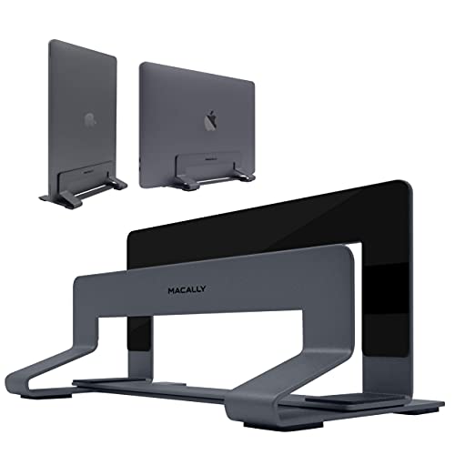 Macally Wireless Bluetooth Space Gray Keyboard and Space Gray Vertical Laptop Stand, Add a High-End Look to Your Office