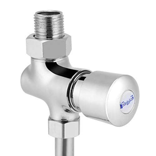 Tyenaza Druckspüler wc, Urinal Druckspüler, Toiletten Urinal Spülventil aus Zinklegierung Wandmontiertes Spülventil mit Knopf und automatischer Abschaltung mit manueller Verzögerung