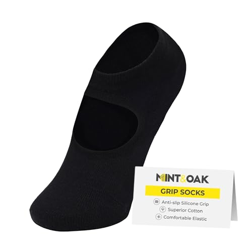Image of Mint & Oak Pilates Socks with Grips for Women, Ankle Length Non-Slip Yoga Socks, Cotton Ideal For Yoga, Pilates, Gym, Workout, Cute Women's Gift