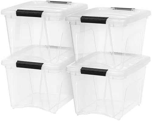 IRIS USA 18 L (19 US Qt) Stackable Plastic Storage Bins with Lids and ...
