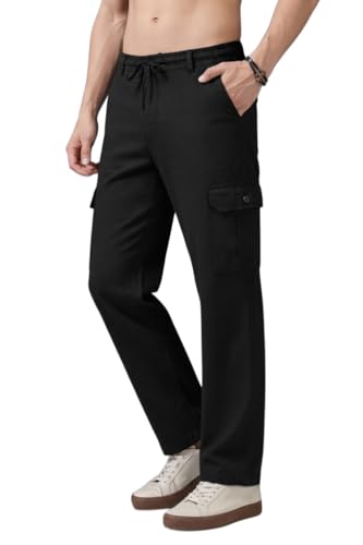 Image of Men's Multi Color Cargo Casual Trousers | Men's Regular Fit Straight Pants | Comfortable Stylish Cargo for Men | Soft Fabric for Everyday Wear, Travel & Office | Linen Cotton Bottom Wear