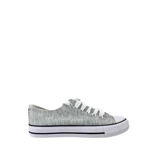 MODELISA   Zapatillas Deportivas De Lona Estilo Casual Mujer (Gris, Sistema Tallas Calzado EU, Adulto, Mujer, Números, Mediano, 37)