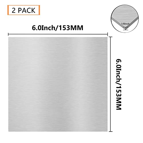 Lswteiz CEEDA-METAL-2PCS-SILVER-211027 2Pack 6061 T651 Aluminum Sheet Metal 6 X 6 X 1/8 (0.125") Inch Flat Plain Aluminum Plate Covered thumb #1