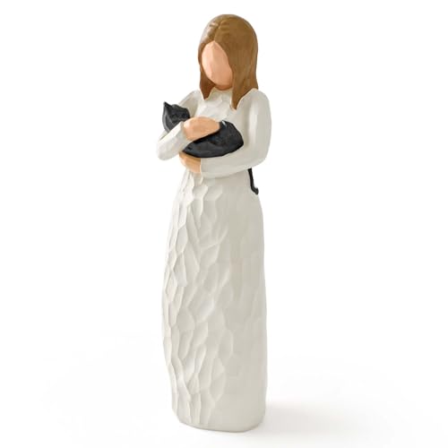 Cuayaes Katzenfigur Geschenke für Katzenliebhaber Frauen, Harz Schwarze Katze Deko Figuren Erinnerung Katzen Gedenkstein für Schlafzimmer,...