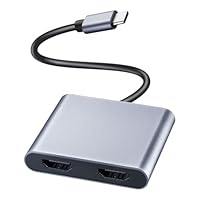 USB-C auf Dual HDMI Adapter 4K@60Hz, Type-C zu HDMI Adapter für 2 Monitore, Erweiterung mit 4K@60Hz Einzelmonitor und 4K@30Hz Dualmonitor, kompatibel mit Thunderbolt 3/4, MacBook Pro/Air, iPad Pro, De