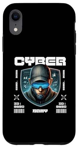 Coque iPhone XR futuriste étui Cyber Army Soldat ID 3450 antichoc noir