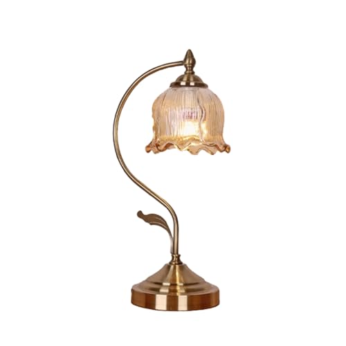 SJHPZG Lampe de Table à Fleurs Vintage Lampe de Chevet smal élégant 3 Couleurs température avec Une Teinte en Verre 17 