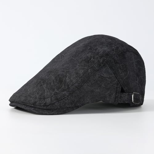 Image of Quanhaigou Unisex Denim Newsboy Hats Flat Ivy Gatsby Cabbie Driving Berets Hat Cotton Dad Cap for Men Women