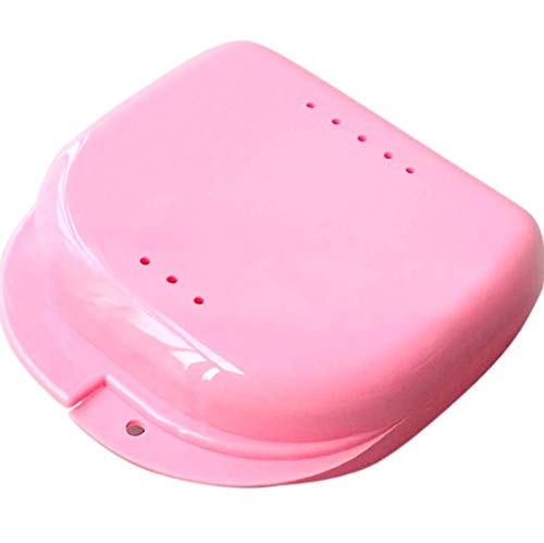 DNHCLL Pack of 4 Dentures Container False Tooth Locator with Air Vent Holes, Retainer Case Mouth Guard Case Orthodontic Denture Storage Container Carabiner Hook Portable and Easy To Travel 1