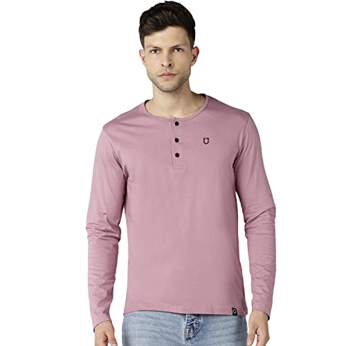 Image of Urbano Fashion Men's Solid Henley Neck Slim Fit Full Sleeve Cotton T-Shirt