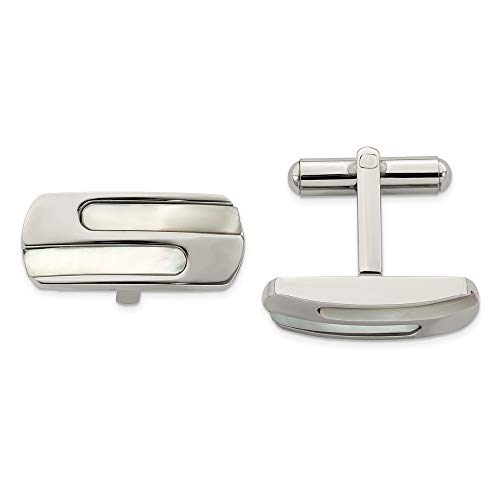 Mancuernillas de acero inoxidable con nácar 22 mm x 10 mm