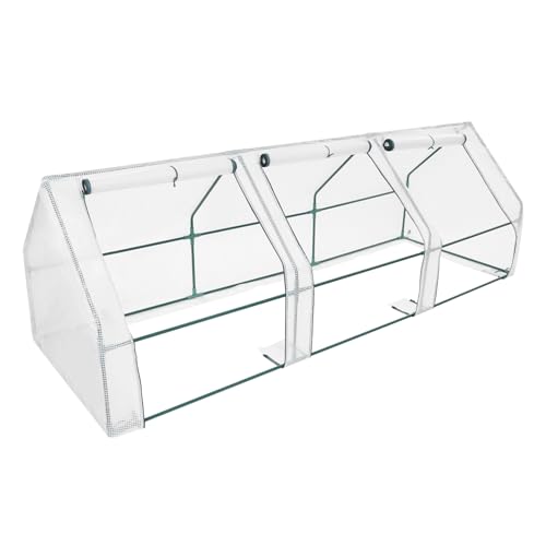 Invernadero interior, invernadero, 2,7 x 0,9 x 0,9 metros, marco de espiral con clips y tapa, hierro, cultivo de verduras, frutas, flores, hierbas y otras plantas.