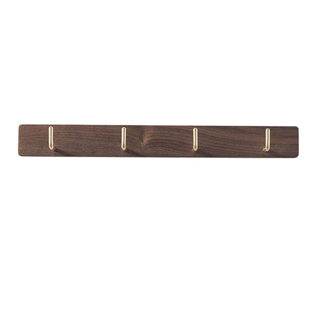 Solid Wood Coat Rack Wall Mount, Walnut Wood Coat Hooks Hanger 4hook