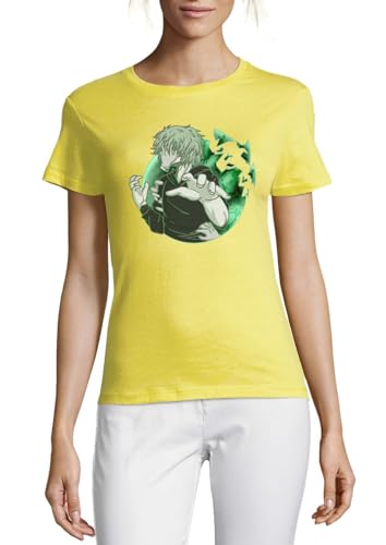 T-shirt anime 141 femme en coton jaune à col rond