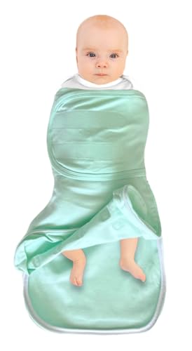 Image of The Safer Swaddle | Innovative Safety-Snaps adjust Length to Keep Baby's Face Uncovered - for Next-Level Safety. Dual Flap secures Arms & Wraps Snugly. Shoulder-, Hip-Healthy (Small (0-3 M), Mint)