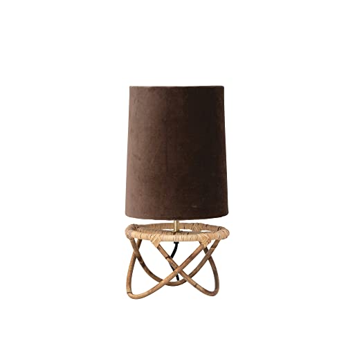 Bloomingville Bloomingville Handwoven Rattan Table Lamp With Cotton Velvet Shade, Natural And Brown #TOP11