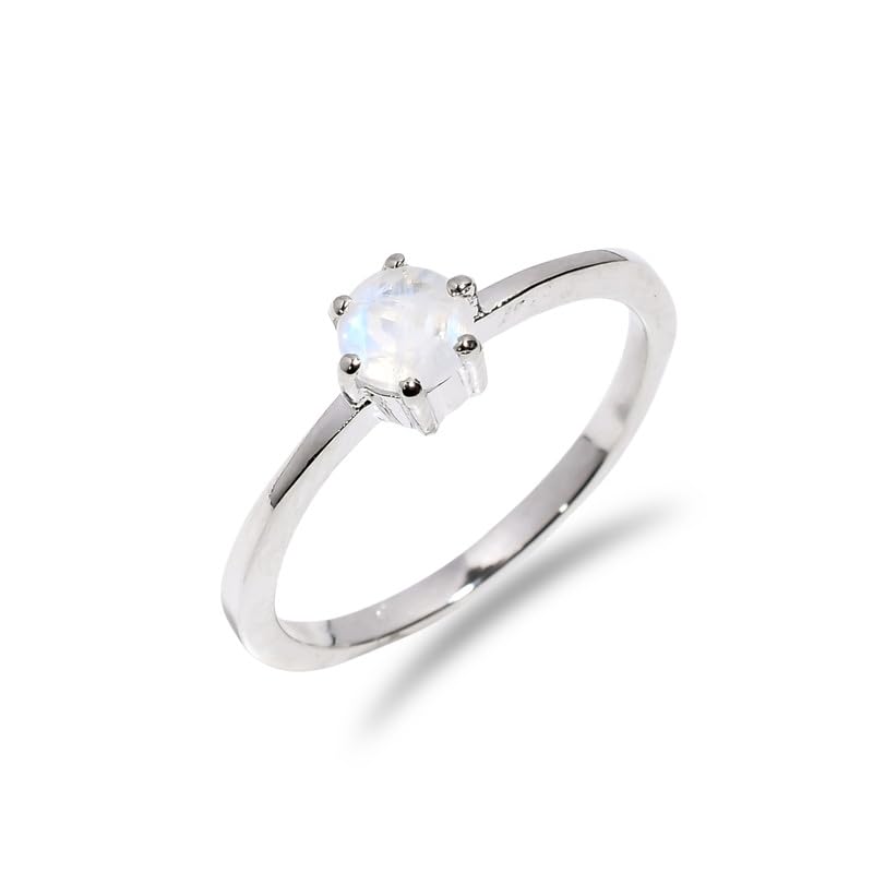 Bague en pierre de lune au quotidien et anneau classique en argent 925