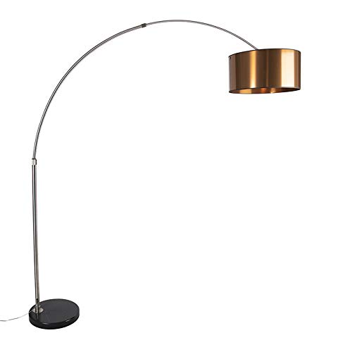 Qazqa - Modern Bogenlampe Lampenschirm Kupfer 50 cm - XXL I Wohnzimmer -...