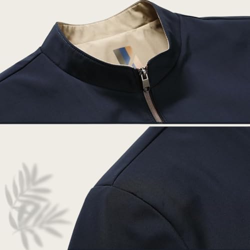 Men's Standing Collar Zipper Casual Jacket, Men Lightweight Business Casual Windbreaker Jacket, Leisure Jackets4