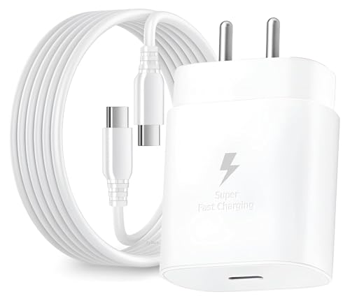 Image of Hoerrye Samsung 25W Pd Type-C Fast Charging Adapter with 1M Type C Cable Compatible with Galaxy M36 /F36 /M35 /F55 /A55 /S25 /A56 /A16 /A06 /M05 /M06 /M16 /F16 /F05 /F06|25watt USB C Devices|Superfast Charger-White