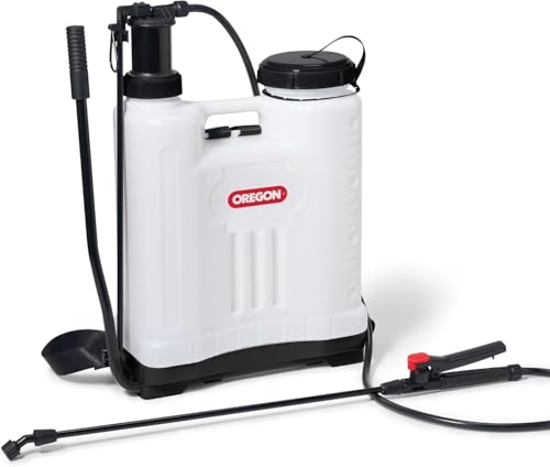 Oregon Rückenspritze/Druckspritze/Gartenspritze/Unkrautvernichter/Sprühgerät, mit Lanze und 4 Verstellbaren Sprühdüsen, 16 Liter, Tragbares Gartenzubehör