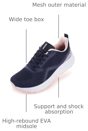 Image of BRONAX Womens Wide Toe Box Road Running Shoes S71 | Wide Width, Breathable, Plantar Fasciitis, EVA Midsole, Non Slip, Rubber Outsole, Female, Comfortable, Athletics, Bunions