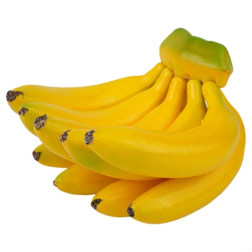 Caswynlife Banane artificielle en mousse, pour décoration d'intérieur, vitrine, accessoires de photographie, arrangement réaliste de nature morte, réplique en plastique jaune (9 têtes)