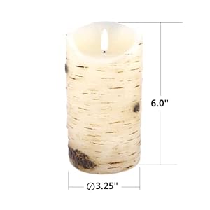 Flameless Candles LED Candles Birch Bark Effect Set of 2 (D:3.25" X H:6") Ivory Real Wax Pillar Battery Operated Candles with Dancing LED Flame 10-Key Remote Control and Cycling 24 Hours Timer… Flameless Candles LED Candles Birch Bark Effect Set of 2 D325 X H6 Ivory Real Wax Pillar Battery Operated Candles with Dancing LED Flame 10 Key Remote Control and Cycling 24 Hours Timer